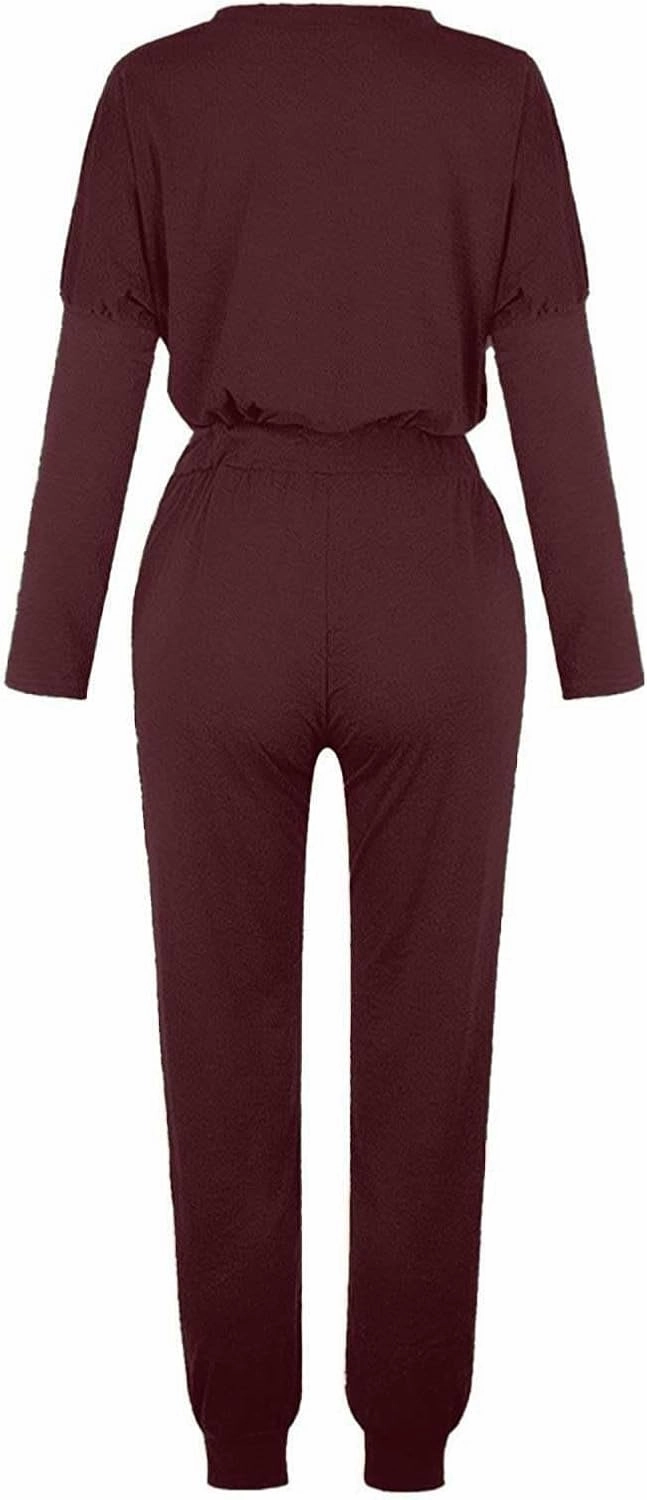 Lounge Matching Set Long Sleeve Crewneck Pullover Tops and Long Pants Casual Lapel Half Zip Tracksuit Sweatsuit
