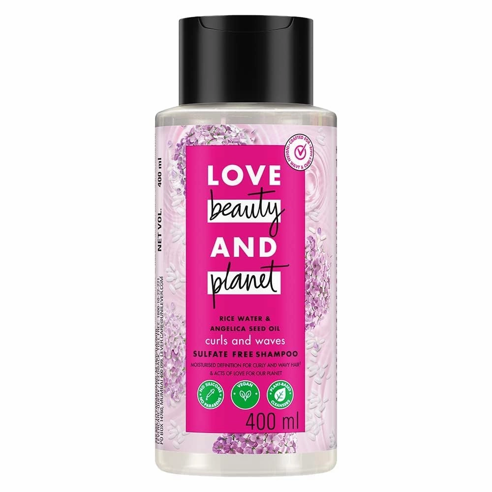 Lov-e Beauty   Planet Rice Water & Angelica Seed Oil Silicone-Free Curl & Waves Shampoo|| No Parabens|| No Sulfates|| Angelica Essential Oil|| 400ml