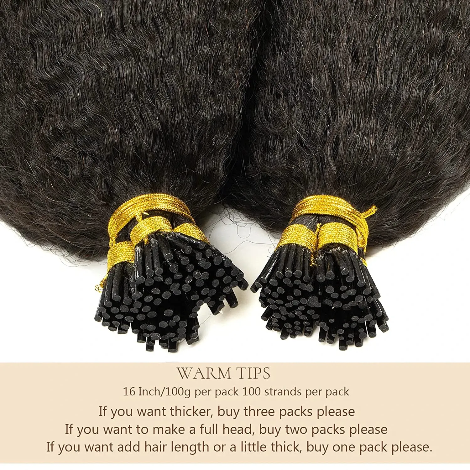 Loxxy Hair Extensions Real Human Hair kinky Straight I Tips for Black Women Human Hair Natural Black 14 Inch 80g #1B 100 Strands Pre Bonded Itip Hair Extensions for Thin Hair