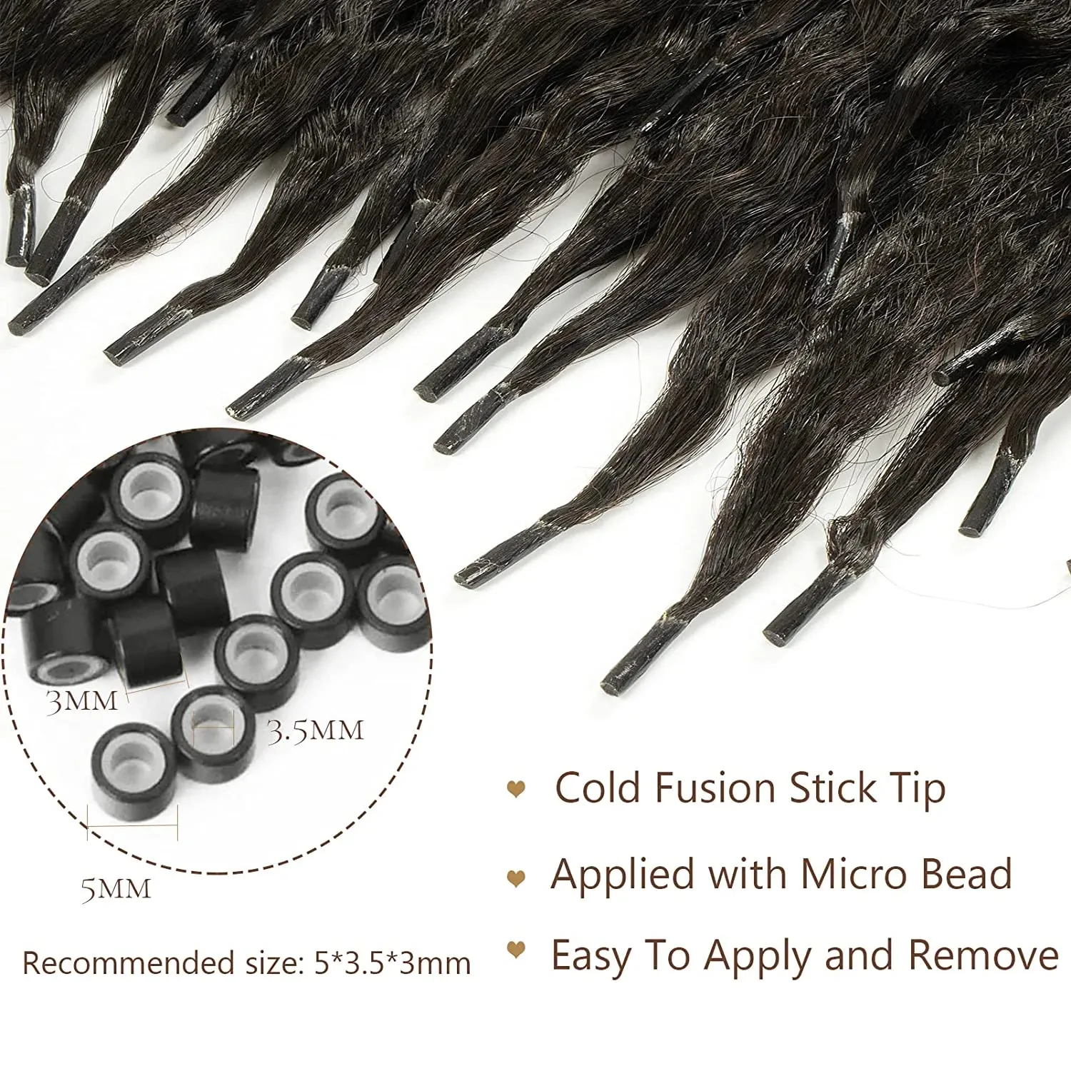 Loxxy Hair Extensions Real Human Hair kinky Straight I Tips for Black Women Human Hair Natural Black 14 Inch 80g #1B 100 Strands Pre Bonded Itip Hair Extensions for Thin Hair