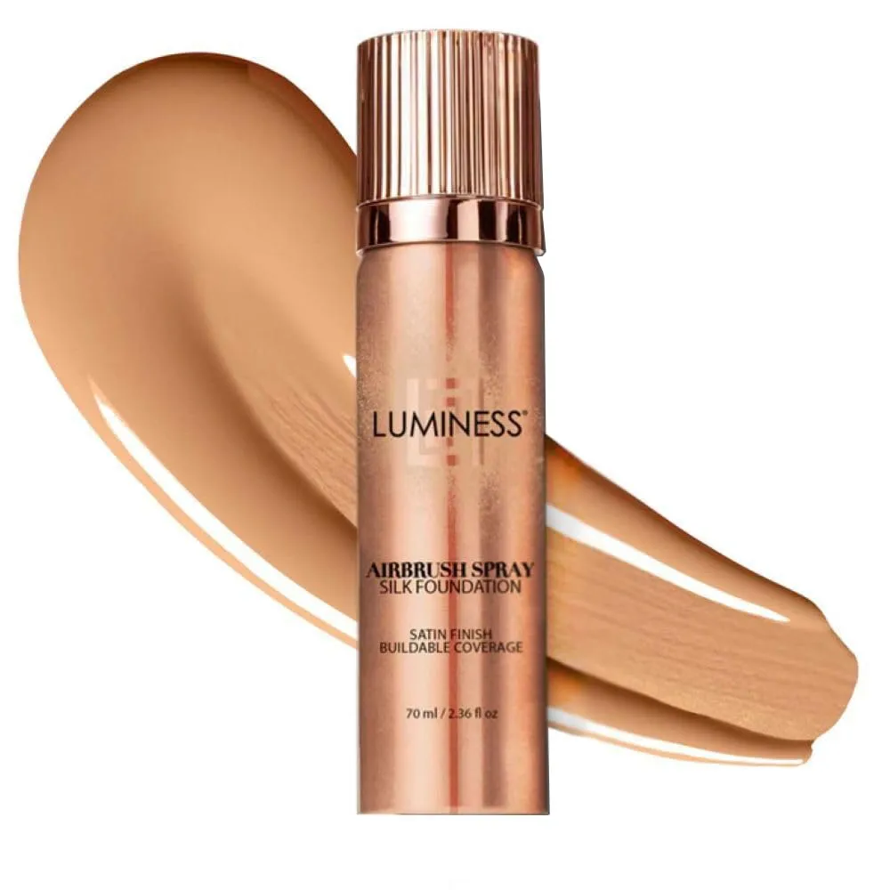 LUMINESS Silk Airbrush Spray Foundation - Full Coverage Foundation - Formula Hydrates & Moisturizes with Hyaluronic Acid, Aloe Vera & Hydrolyzed Silk (Shade - Light Warm)