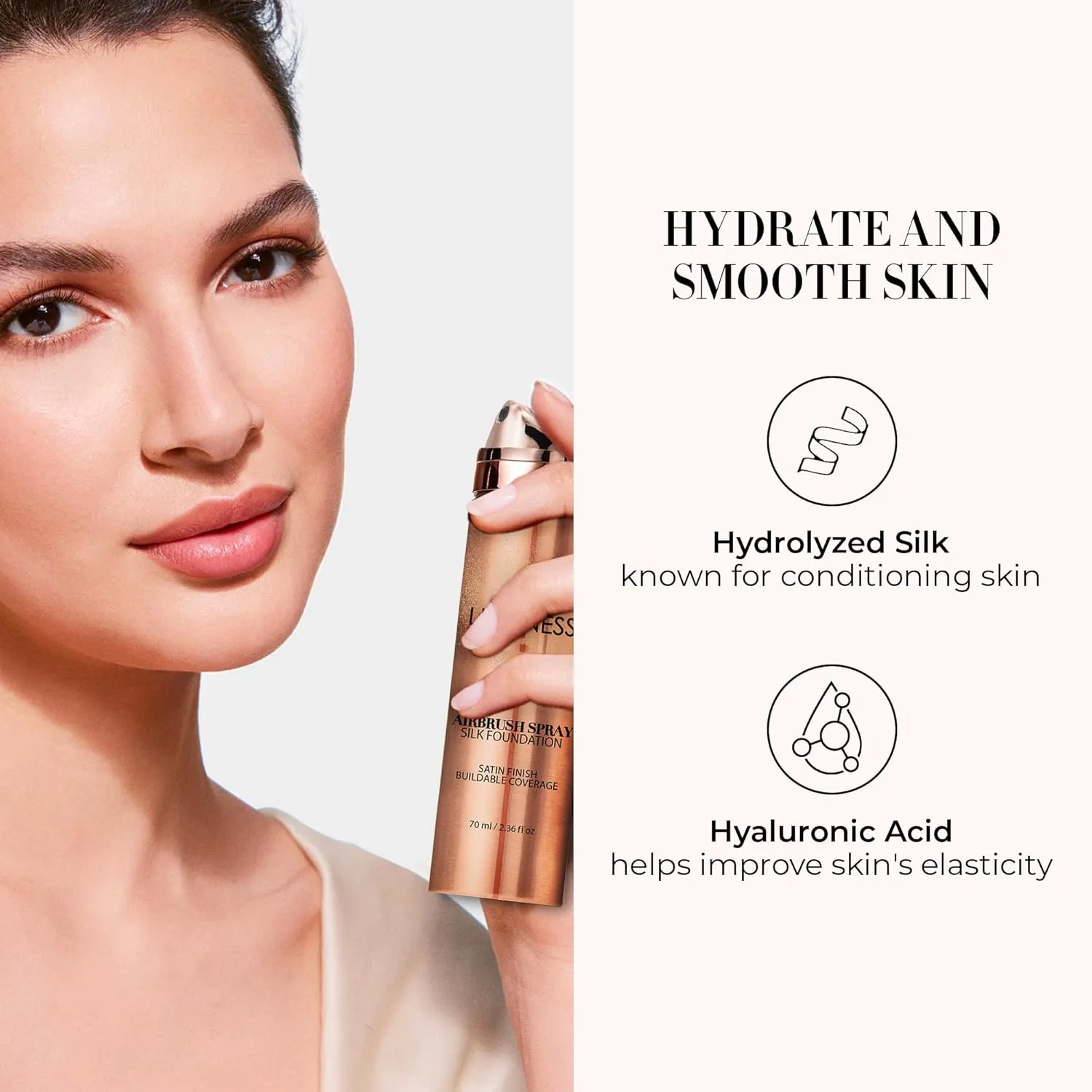 LUMINESS Silk Airbrush Spray Foundation - Full Coverage Foundation - Formula Hydrates & Moisturizes with Hyaluronic Acid, Aloe Vera & Hydrolyzed Silk (Shade - Light Warm)