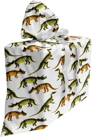 Lunarable Dinosaur Gift Bag, Prehistoric Monsters Jurassic Period Reptiles, Fabric Party Favor Pouch with 3 Ribbons, 27, Orange White Olive Green