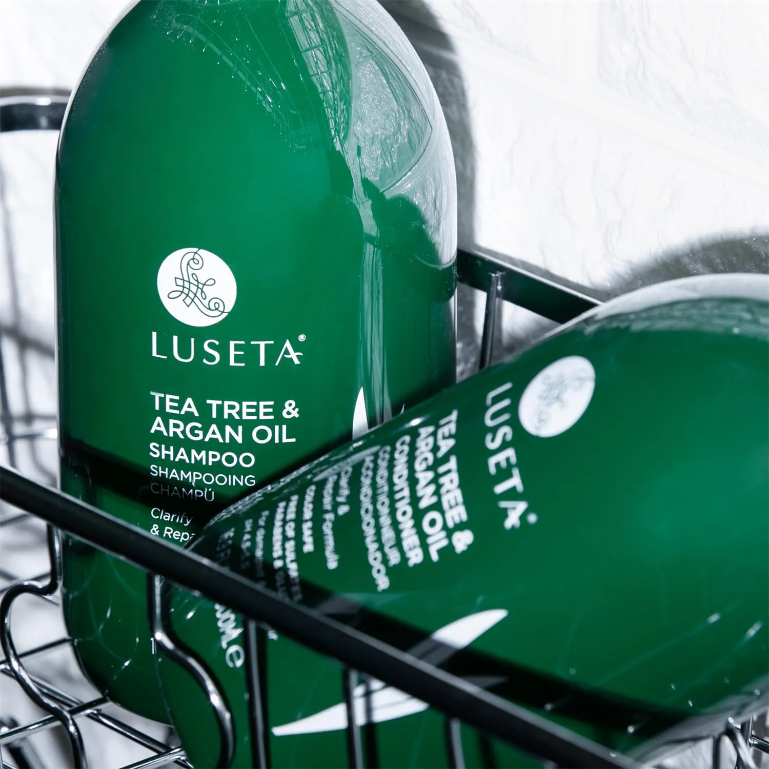 Luseta Shampoo and Conditioner Set with Tea Tree and Argan Oil for Oily Hair Clarifying, Fighting Dandruff Sulfate Paraben Free for Men and Women 2x16.9oz