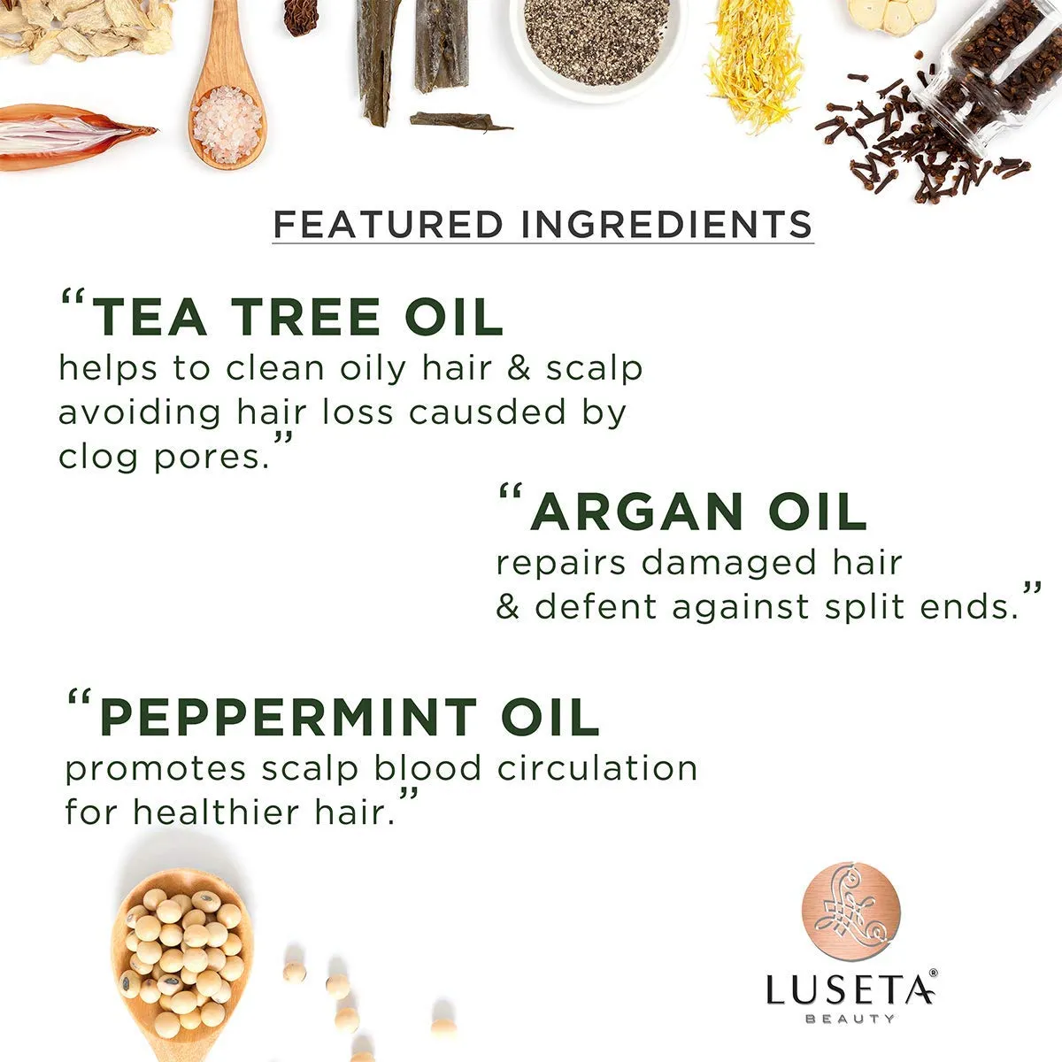 Luseta Shampoo and Conditioner Set with Tea Tree and Argan Oil for Oily Hair Clarifying, Fighting Dandruff Sulfate Paraben Free for Men and Women 2x16.9oz