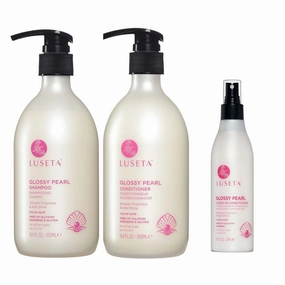 Luseta Glossy Pearl Shampoo and Conditioner and Leave in Conditioner Smooth Frizzness &Add Shine