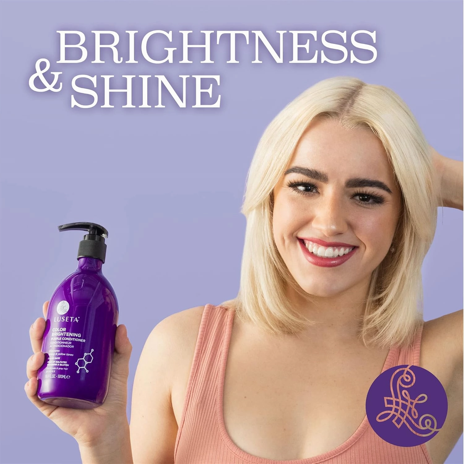 Luseta Purple Conditioner for Colored, Grey, Blonde & Dry/Damaged Hair - Women's Sulfate & Paraben Free, 16.9oz