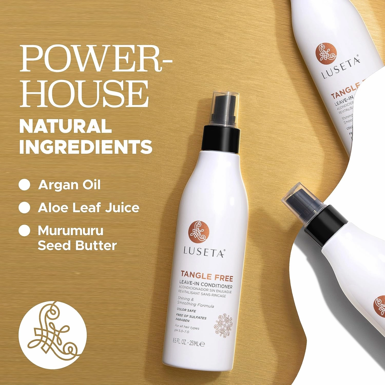 Luseta Tangle Free Leave-in Conditioner for Women Sulfate Free Conditioner for Detangling with Keratin and Argan Oil, Color Safe Leave in Conditioner for Curly and Wavy Hair 8.5oz