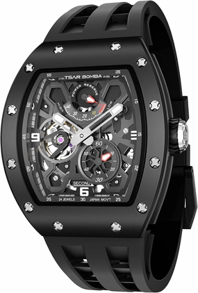 Luxury Automatic Watches for Men - Ceramic Bezel - Japanese Movement Sapphire Glass - 50M Waterproof Square Men's Wrist Watch - Power Reserve Indicate