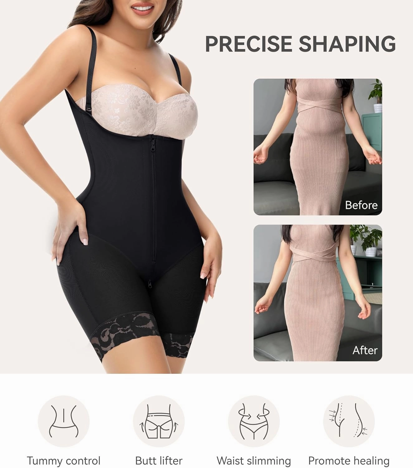 M MYODRESS Fajas Colombianas Moldeadoras Shapewear Tummy Control Body Shaper Stage 2 Compression Garment