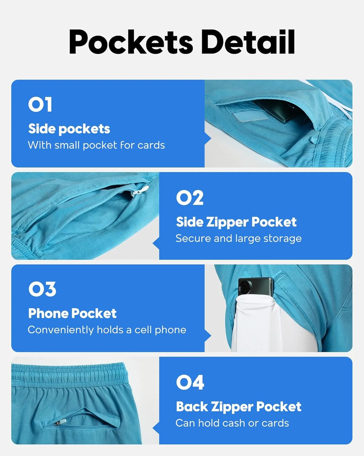 maamgic Men's Swim Trunks with Compression Liner 5.5 inch Beach Shorts Quick Dry Bathing Suits with Zipper Pocket