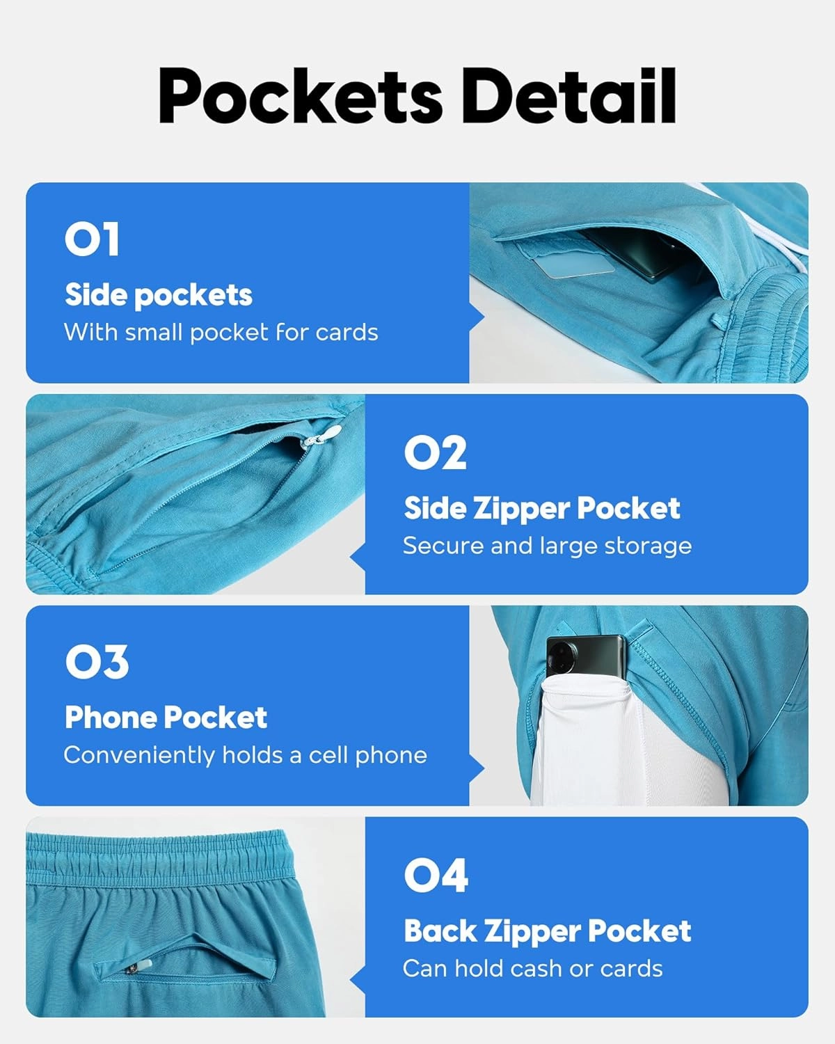 maamgic Men's Swim Trunks with Compression Liner 5.5 inch Beach Shorts Quick Dry Bathing Suits with Zipper Pocket