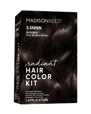 Madison Reed Radiant Hair Color Kit | 3.5NNN Darkest Brown (Ravenna Brown) for 100% Gray Hair Coverage | Salon Quality Permanent Hair Dye | PPD-Free & Ammonia-Free | (Packaging May Vary) 1 Pack
