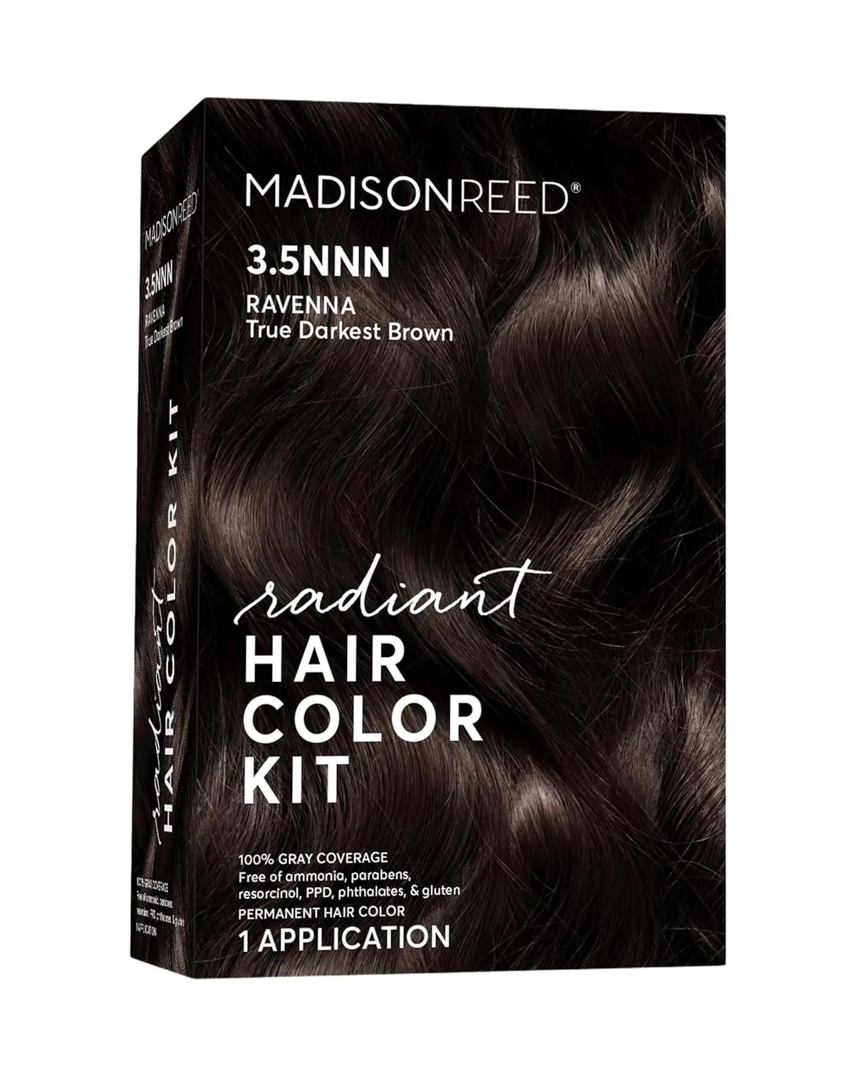 Madison Reed Radiant Hair Color Kit | 3.5NNN Darkest Brown (Ravenna Brown) for 100% Gray Hair Coverage | Salon Quality Permanent Hair Dye | PPD-Free & Ammonia-Free | (Packaging May Vary) 1 Pack