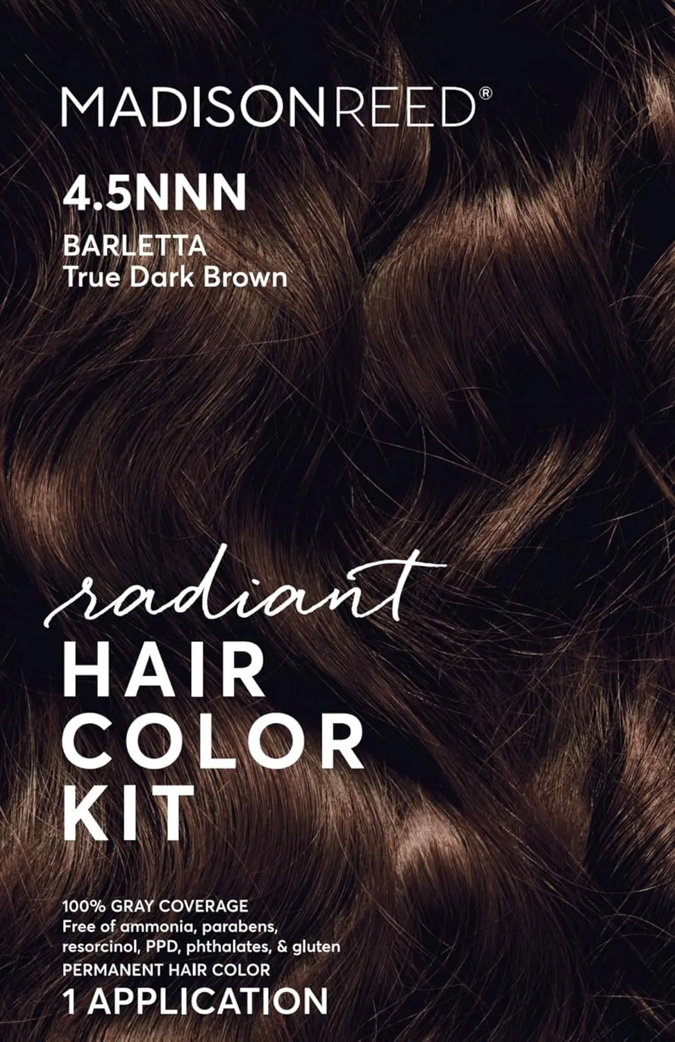 Madison Reed Radiant Hair Color Kit | 4.5NNN Dark Brown (Barletta Brown) for 100% Gray Hair Coverage | Salon Quality Permanent Hair Dye | PPD-Free & Ammonia-Free | (Packaging May Vary) 1 Pack