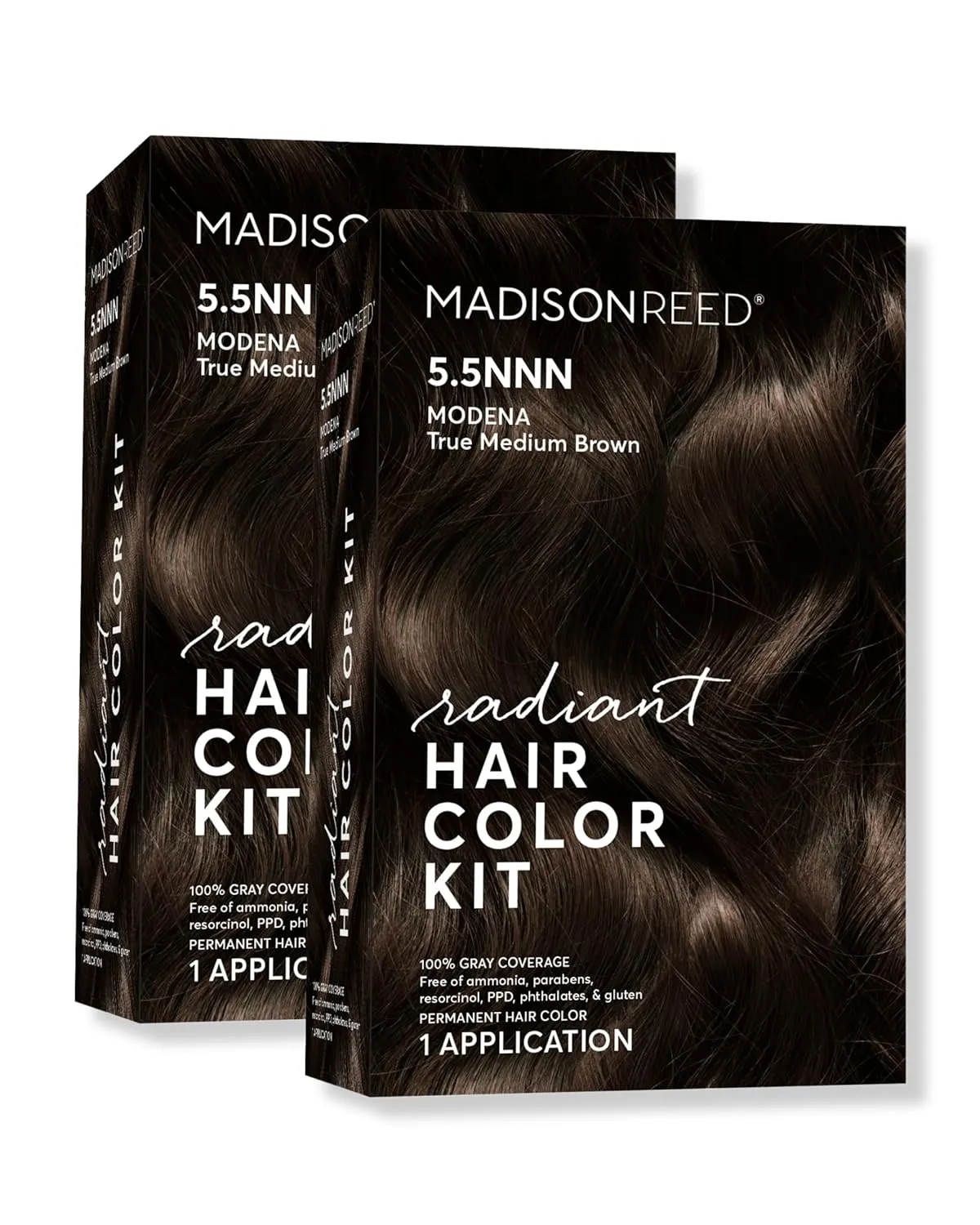 Madison Reed Radiant Hair Color Kit, Medium Brown for 100% Gray Coverage of Resistant Gray Hair, Ammonia-Free, 5.5NNN Modena Brown, Permanent Hair Dye, Pack of 2