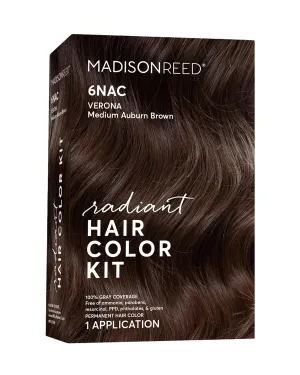 Madison Reed Radiant Hair Color Kit, Medium Chocolate Brown for 100% Gray Coverage, Ammonia-Free, 6NAC Verona Brown, Permanent Hair Dye, Pack of 1