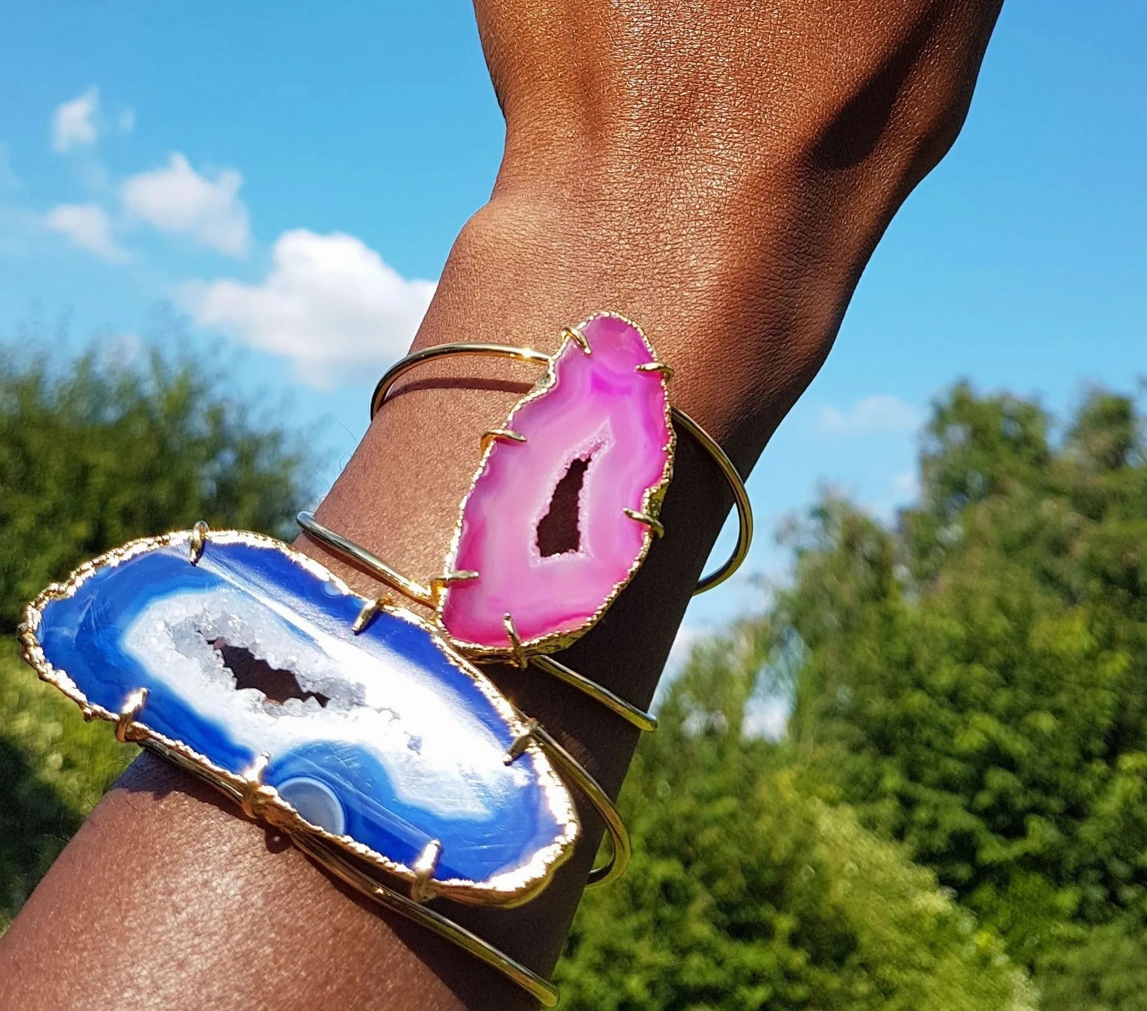 Magenta Pink Gemstone 'Summer Love' Cuff Bracelet