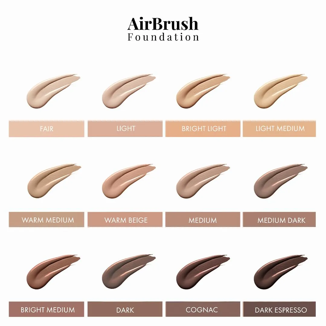 MagicMinerals AirBrush Foundation by Jerome Alexander – 2pc Set with Airbrush Foundation and Kabuki Brush - Spray Makeup with Anti-aging Ingredients for Smooth Radiant Skin - Dark Espresso