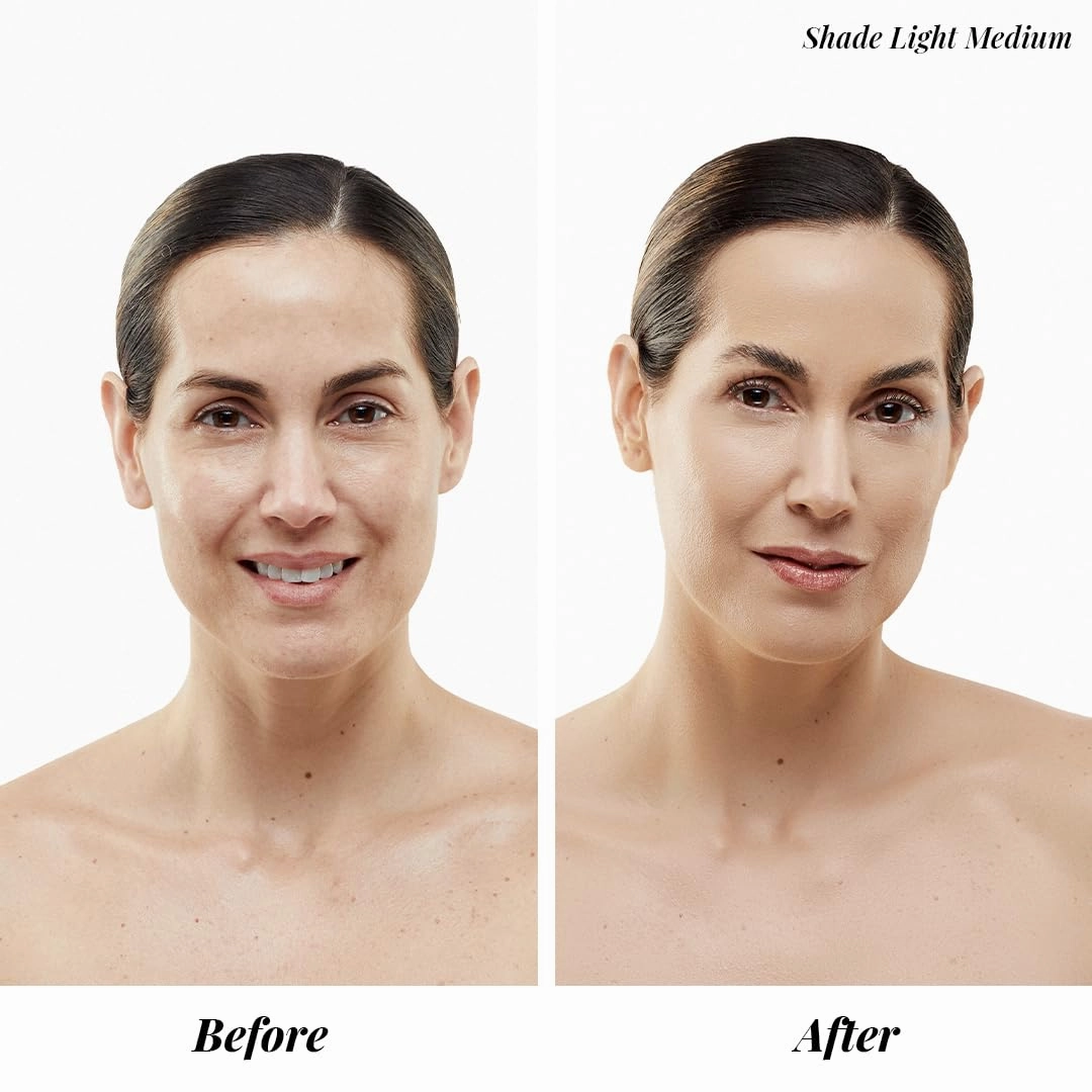 MagicMinerals AirBrush Foundation by Jerome Alexander – 2pc Set with Airbrush Foundation and Kabuki Brush - Spray Makeup with Anti-aging Ingredients for Smooth Radiant Skin - Bright Medium