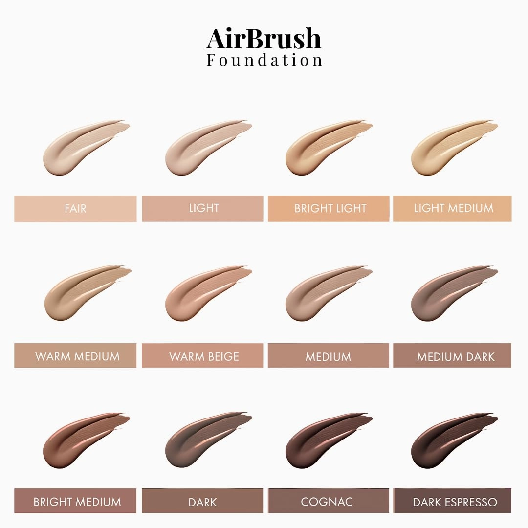 MagicMinerals AirBrush Foundation by Jerome Alexander – 2pc Set with Airbrush Foundation and Kabuki Brush - Spray Makeup with Anti-aging Ingredients for Smooth Radiant Skin - Bright Medium