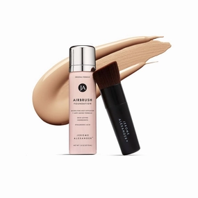 MagicMinerals AirBrush Foundation by Jerome Alexander – 2pc Set with Airbrush Foundation and Kabuki Brush - Spray Makeup with Anti-aging Ingredients for Smooth Radiant Skin - Bright Medium