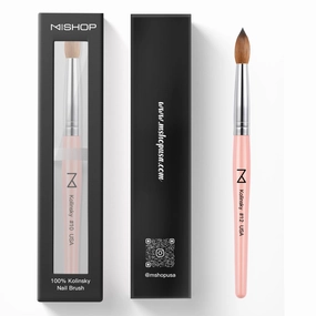 Majesti Pink Acrylic Nail Brush - Professional 100% Kolinsky Nail Brush for Acrylic Application - Handcrafted Nail Tool Supplies - Long Lasting, High-Quality Brush - by M - USA (Size #12)
