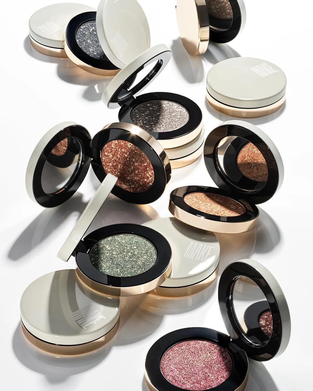 MAKE Beauty Multi-Chromatic Eye Shadow. Metal Reflecting Luminous Foil Finish Creamy, Buildable, Dimensional Long-wear, Crease-proof Powder Eyeshadow, Multichrome Shade - Alloy, Warm Copper