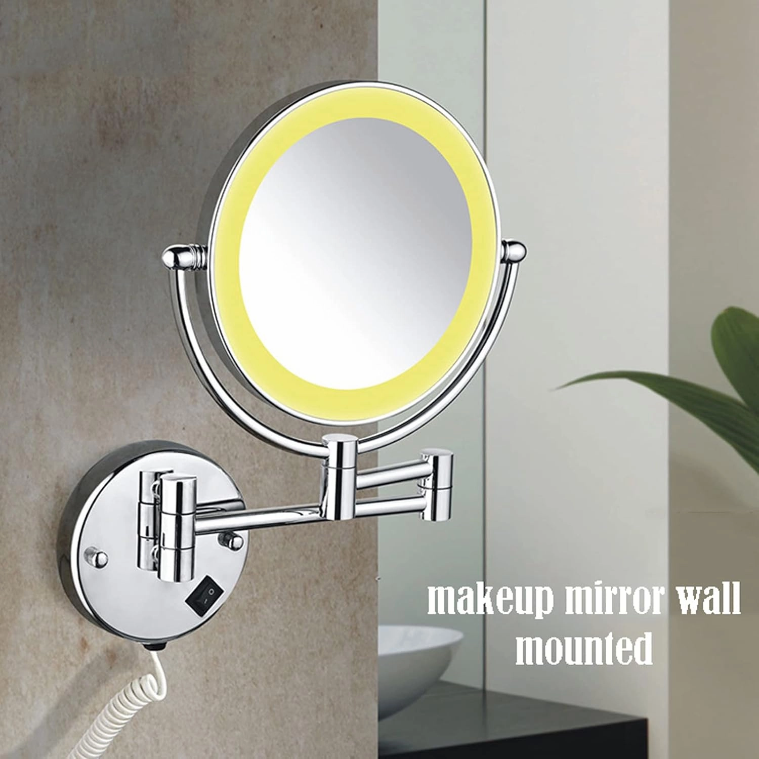 Makeup Mirror Lights Led, Wall Mounted Lighted Makeup Vanity Mirror, Rechargeable Detachable Folding 360 Degree Swivel, for Bedroom Bathroom Hotel