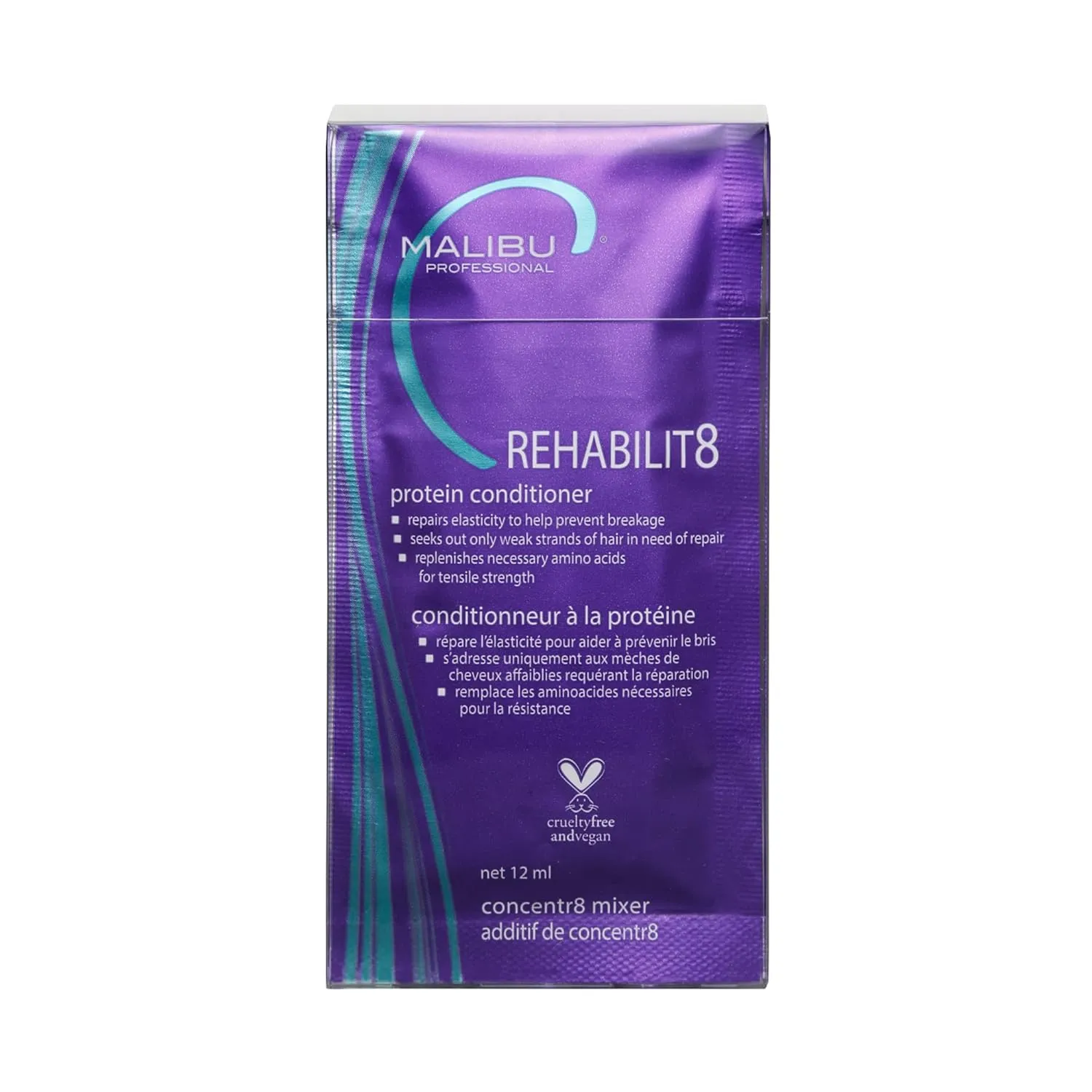 Malibu C REHABILIT8 Smoothing Protein Conditioner - Replenishes Hair Protein & Amino Acids to Prevent Breakage - Hydrating Conditioner for Damaged Hair