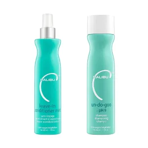 Malibu C Un-Do-Goo Clarifying Shampoo Shine Restoring, Sulfate-Free Cleanser (9 oz)   Leave-In Conditioner Mist Moisturizing Heat Protectant for All Hair Types (9 oz)