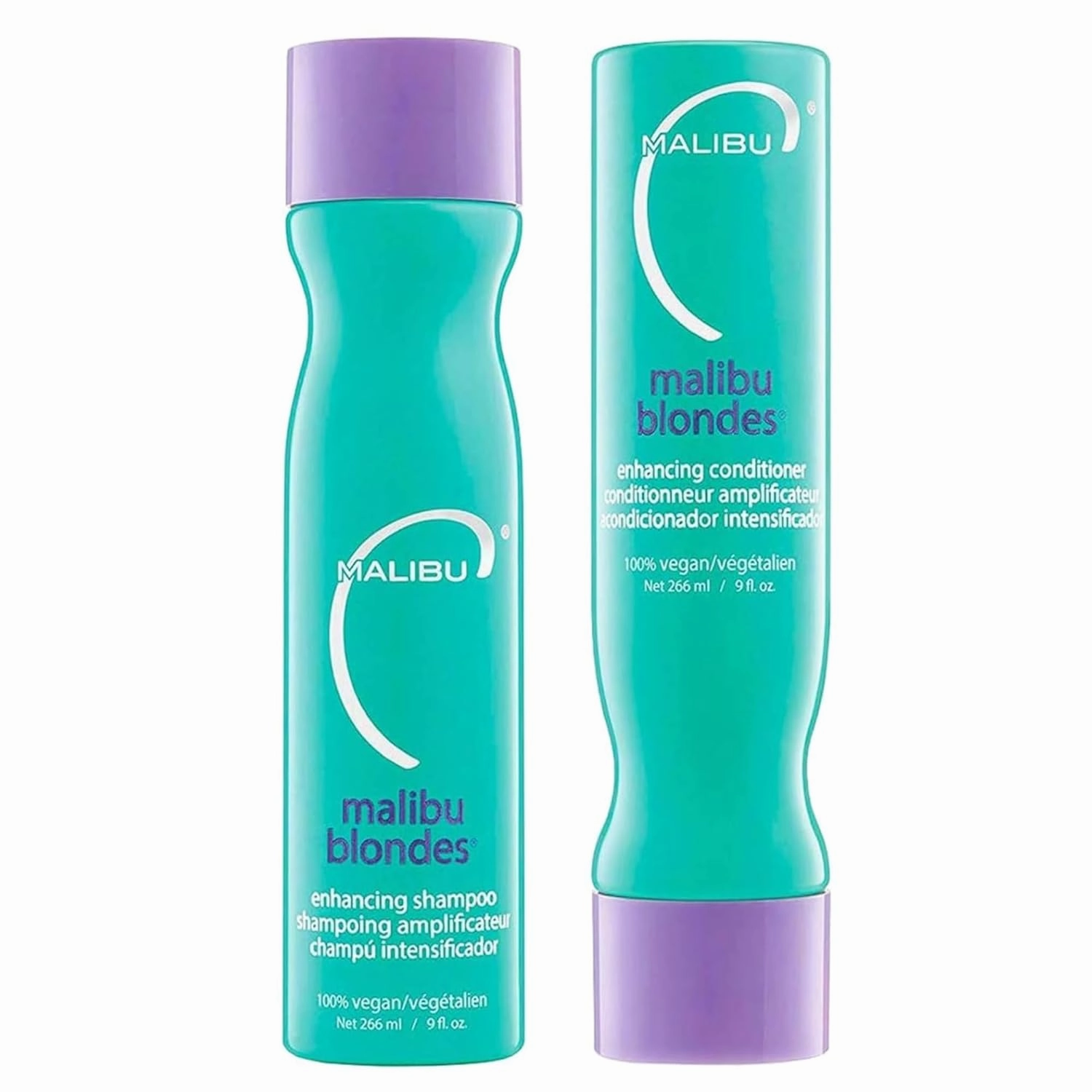 Malibu C Blondes Enhancing Shampoo and Conditioner (9 oz) - Moisturizing Purple Shampoo Set for Bleached, Highlighted, and Natural Blonde Hair - Remove Brass & Discoloration - Sulfate-Free