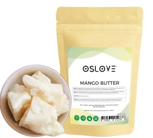 Mango Butter 2 LB by Oslove Organics -Pure, Natural, Hand -packed, Fresh & Fluffy in DIY mixes | Obtained from Mango seeds | Use for DIY leave in conditioner, Salves, Body Butter, Lotions & Soaps
