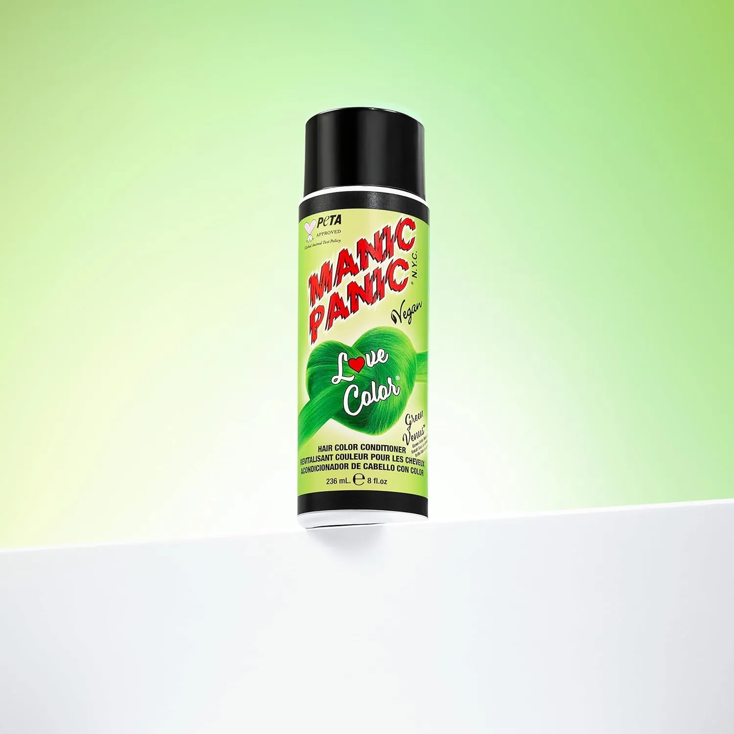 MANIC PANIC Bright Neon Green Color Depositing Conditioner - Love Color Hair Conditioner Keeps Hair Vibrant, Nourished & Refreshed - Formulated with Shea Butter & Quinoa - Green Venus (8oz)