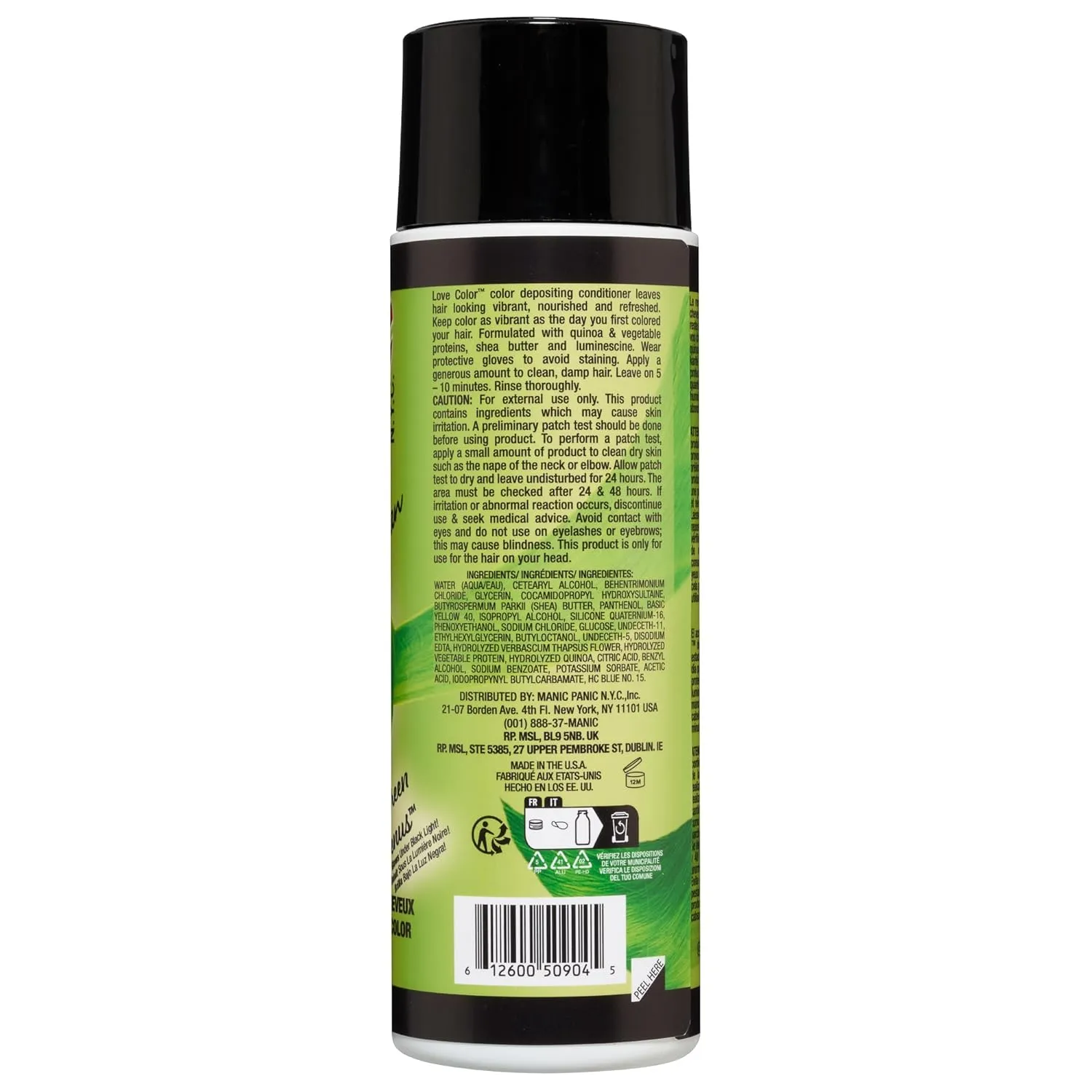 MANIC PANIC Bright Neon Green Color Depositing Conditioner - Love Color Hair Conditioner Keeps Hair Vibrant, Nourished & Refreshed - Formulated with Shea Butter & Quinoa - Green Venus (8oz)