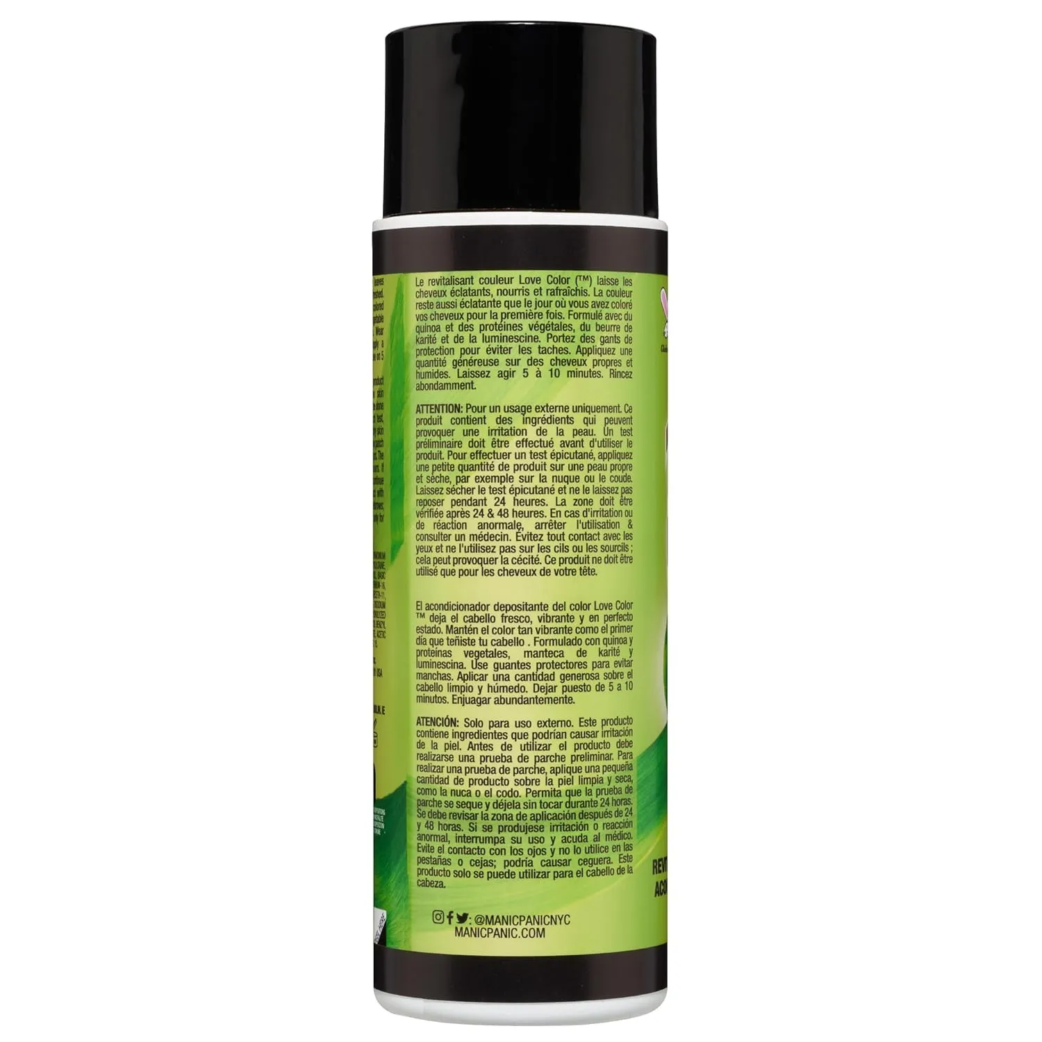 MANIC PANIC Bright Neon Green Color Depositing Conditioner - Love Color Hair Conditioner Keeps Hair Vibrant, Nourished & Refreshed - Formulated with Shea Butter & Quinoa - Green Venus (8oz)