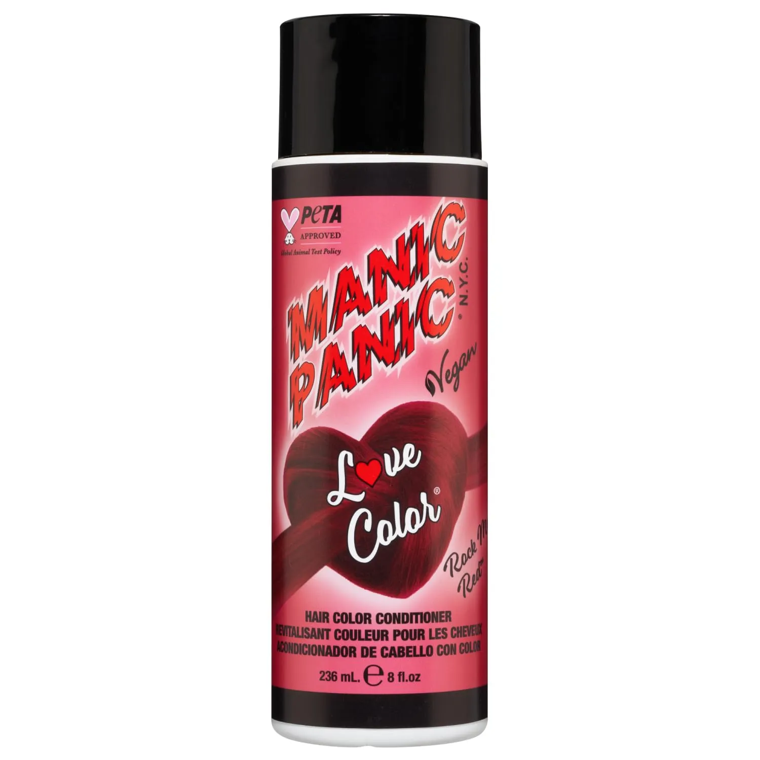 MANIC PANIC Love Colors Rock Me Red - Color Depositing Conditioner for Vibrant, Deep Blood Red Hair - Hydration, Vegan, Ammonia and Gluten-Free (8oz)