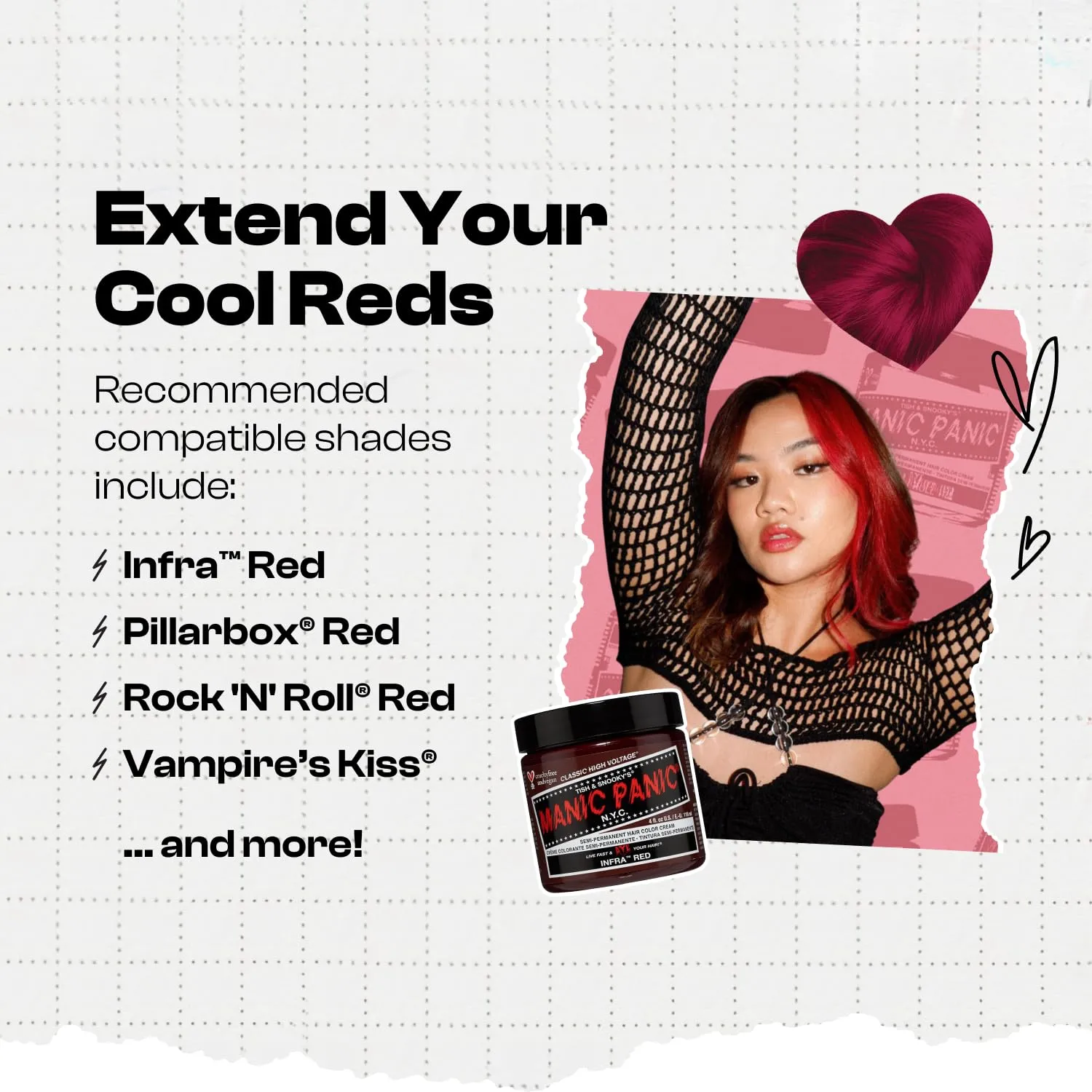 MANIC PANIC Love Colors Rock Me Red - Color Depositing Conditioner for Vibrant, Deep Blood Red Hair - Hydration, Vegan, Ammonia and Gluten-Free (8oz)