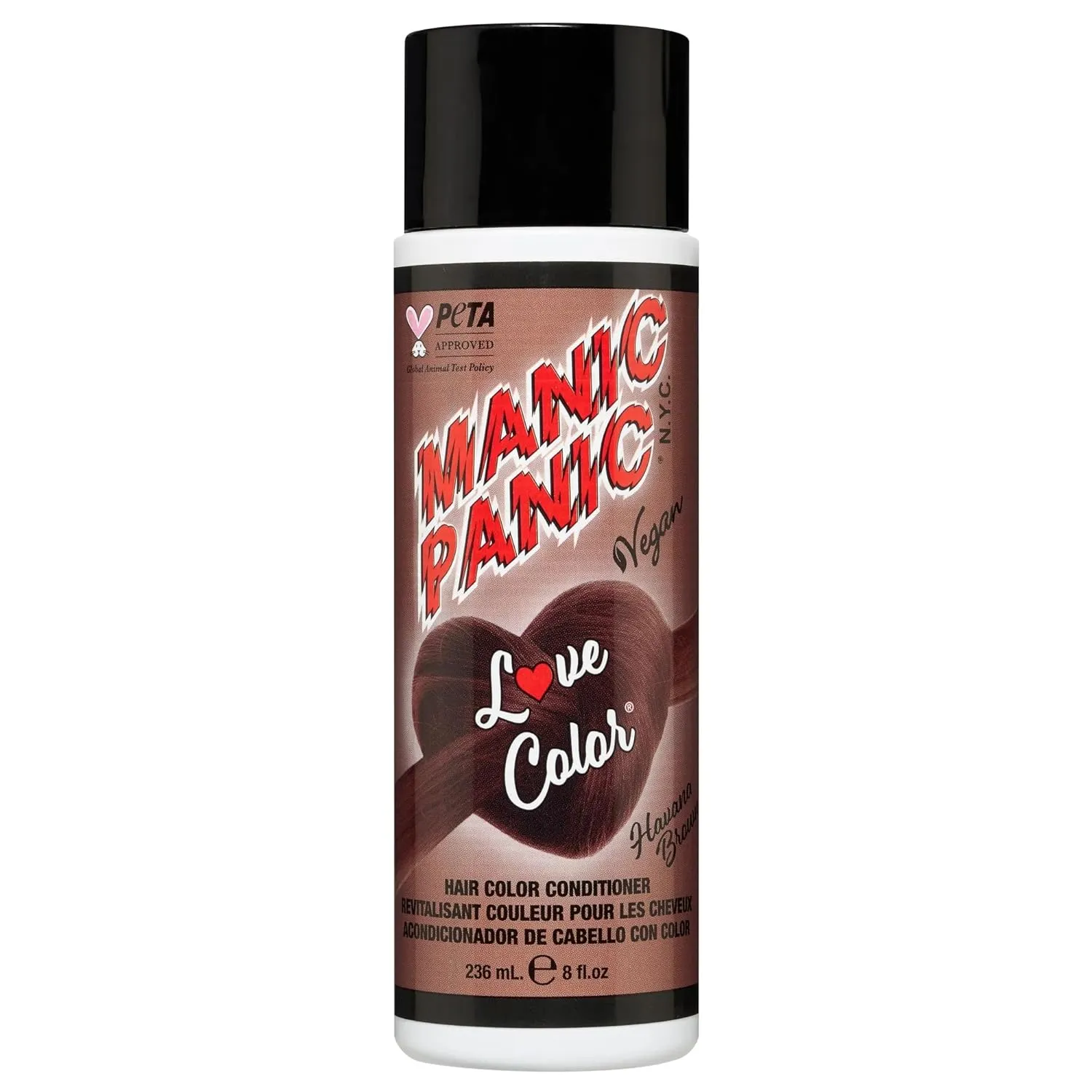 MANIC PANIC Warm Light Brown Color Depositing Conditioner - Love Color Hair Conditioner Keeps Hair Vibrant, Nourished & Refreshed - Formulated with Shea Butter & Quinoa - Havana Brown (8oz)