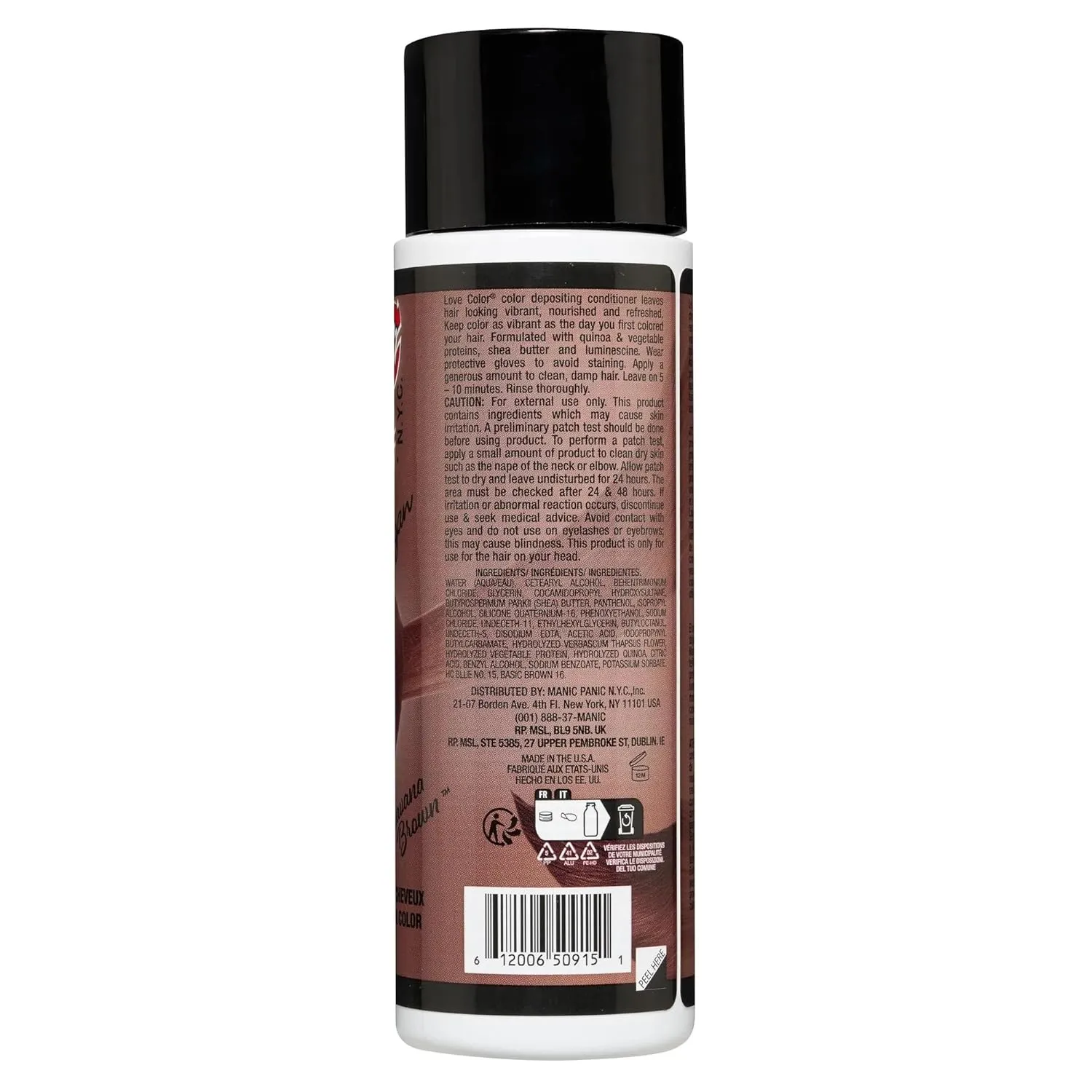 MANIC PANIC Warm Light Brown Color Depositing Conditioner - Love Color Hair Conditioner Keeps Hair Vibrant, Nourished & Refreshed - Formulated with Shea Butter & Quinoa - Havana Brown (8oz)