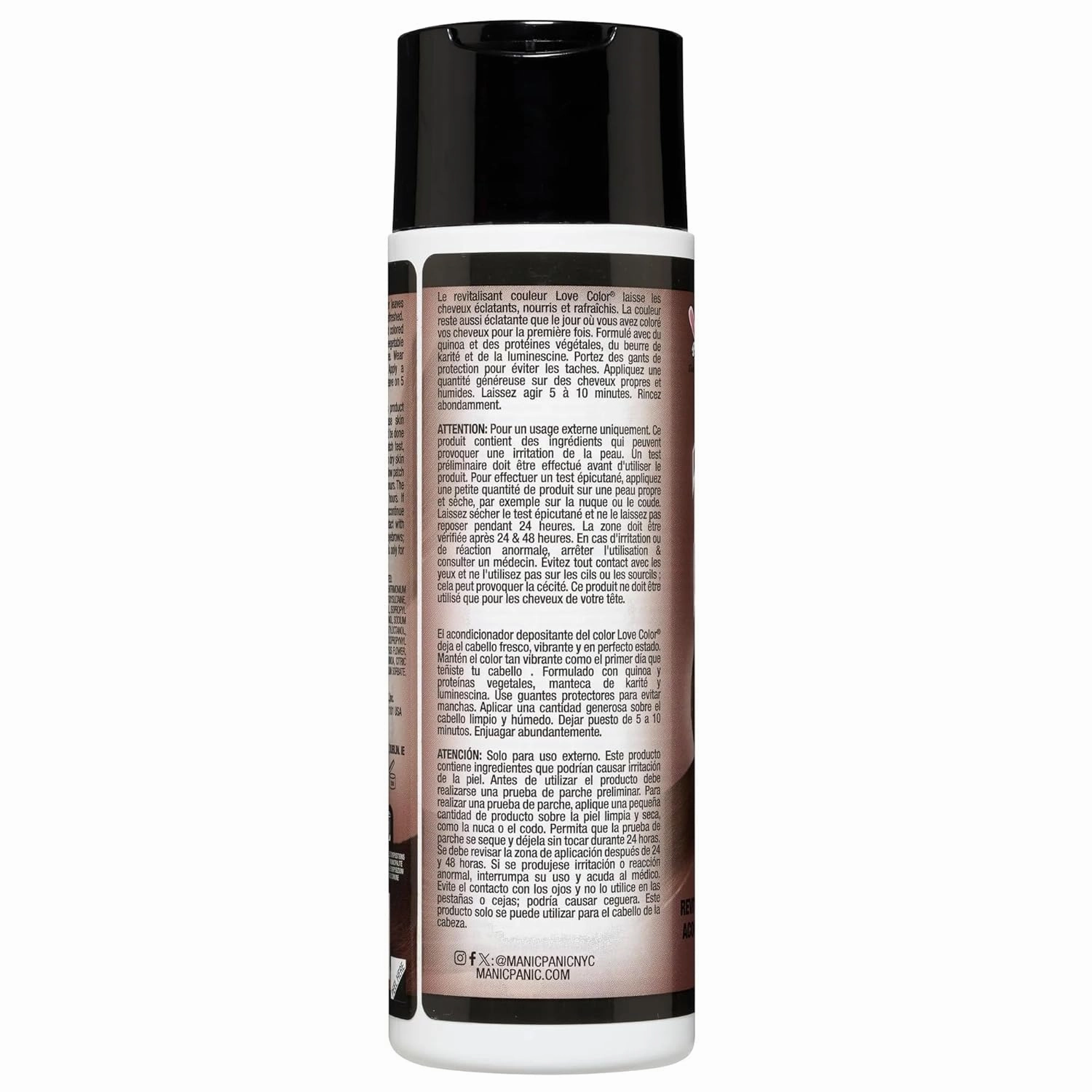 MANIC PANIC Medium Deep Brown Color Depositing Conditioner - Love Color Hair Conditioner Keeps Hair Vibrant, Nourished & Refreshed - Formulated with Shea Butter & Quinoa - Burmese Brown (8oz)