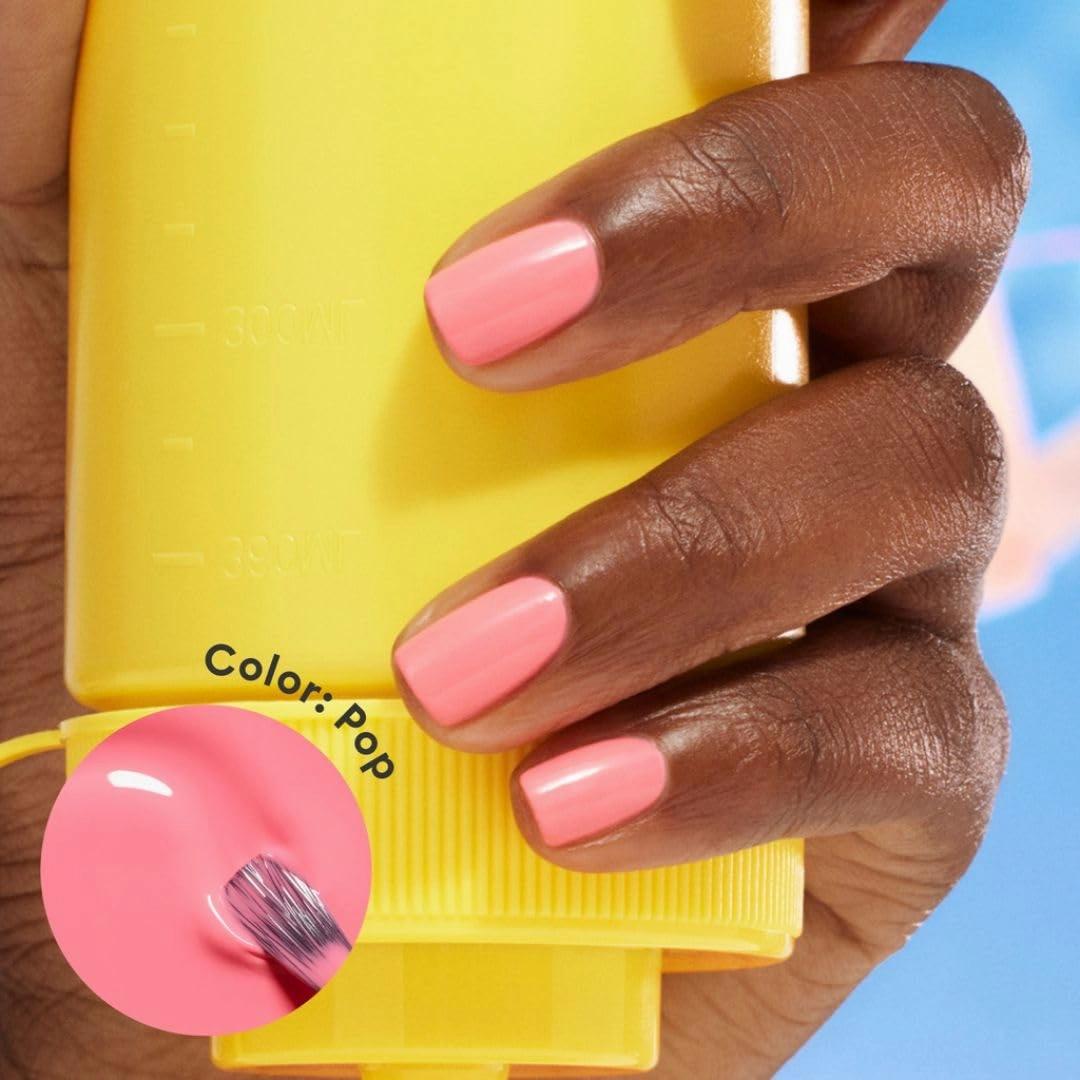 Manucurist Green Flash LED Pastel Pink Pop Gel Nail Polish - Vegan, 12-Free, Plant-Based Gel Polish - Strengthens and Protects the Nail - Gel Nail Polishes Gel Polish - Made in France - 0.5 fl oz