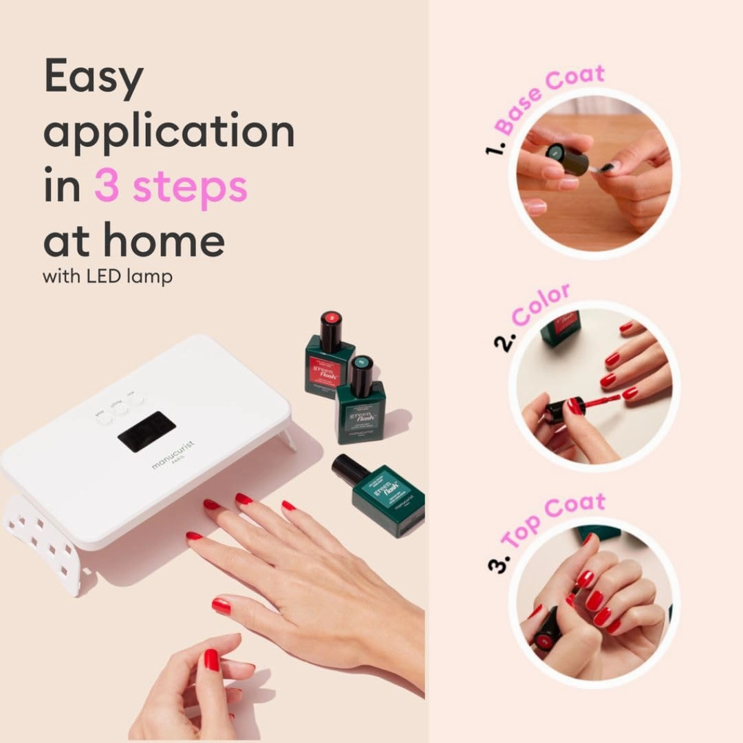 Manucurist Green Flash LED Pastel Pink Pop Gel Nail Polish - Vegan, 12-Free, Plant-Based Gel Polish - Strengthens and Protects the Nail - Gel Nail Polishes Gel Polish - Made in France - 0.5 fl oz