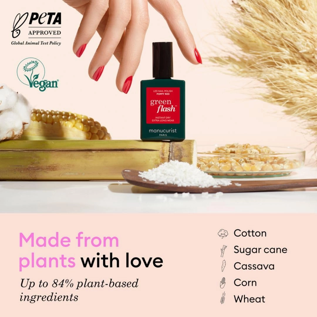 Manucurist Green Flash LED Pastel Pink Pop Gel Nail Polish - Vegan, 12-Free, Plant-Based Gel Polish - Strengthens and Protects the Nail - Gel Nail Polishes Gel Polish - Made in France - 0.5 fl oz