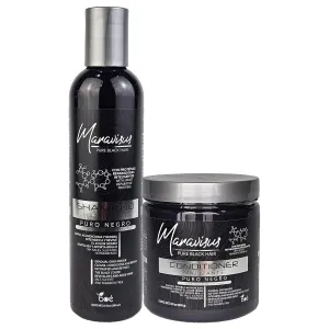 Maravisus Pure Black Hair Shampoo 8.16 oz and Conditioner 8.5 oz Set - Color Reviving Treatment for Black Hair and Gray Coverage - Gradual Gray Eraser, Sulfate-Free, Paraben-Free