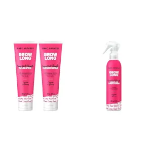 Marc Anthony Grow Long Shampoo and Conditioner Gift Set with Biotin, Leave-In Conditioner Spray & Detangler, Caffeine, Ginseng, Vitamin E for Curly, Dry & Damaged Hair