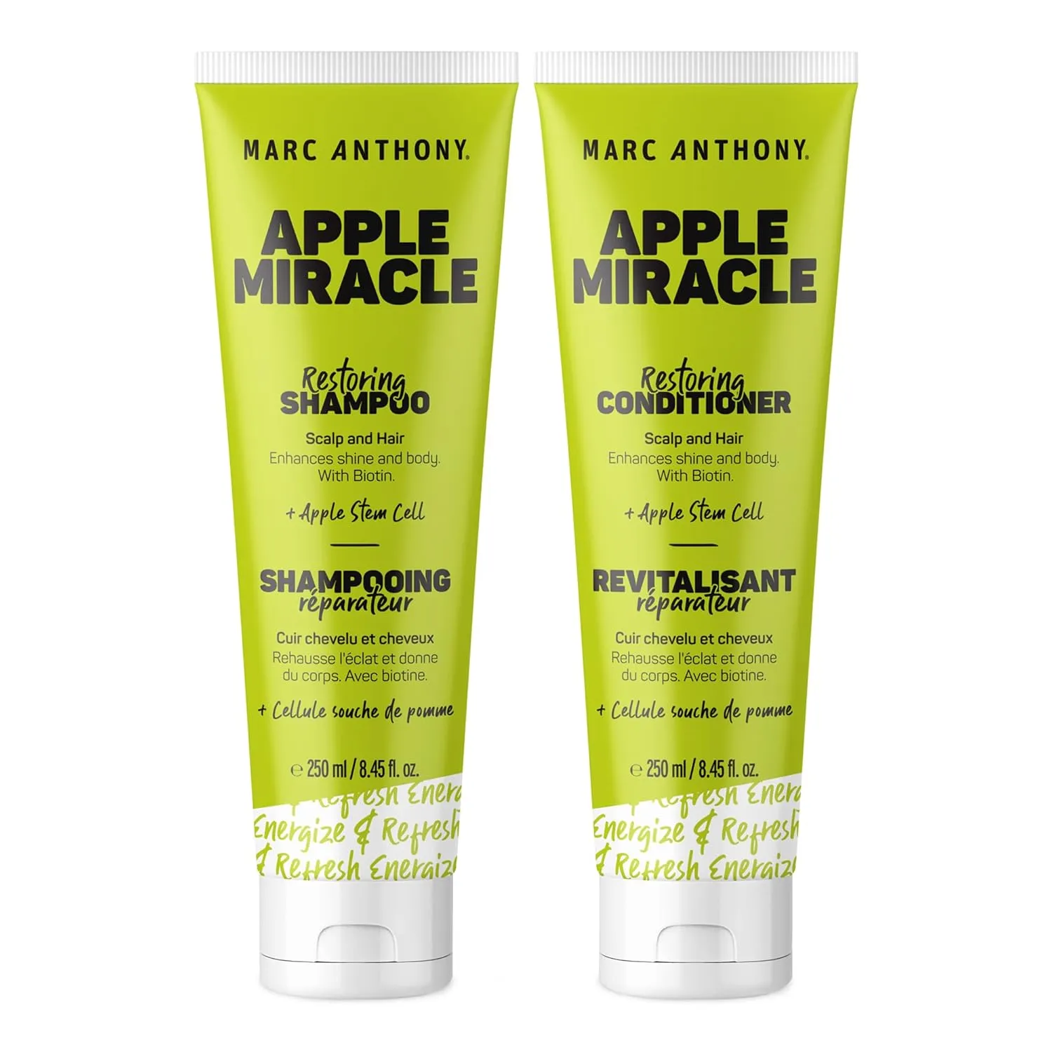 Marc Anthony Shampoo and Conditioner Set, Restoring Apple Miracle - Shine & Volume, Hair Growth, Breakage & Frizz Control - Apple Extract, Biotin, Keratin, & Grapeseed Oil - Dry Scalp & Damaged Hair(Packaging may vary)