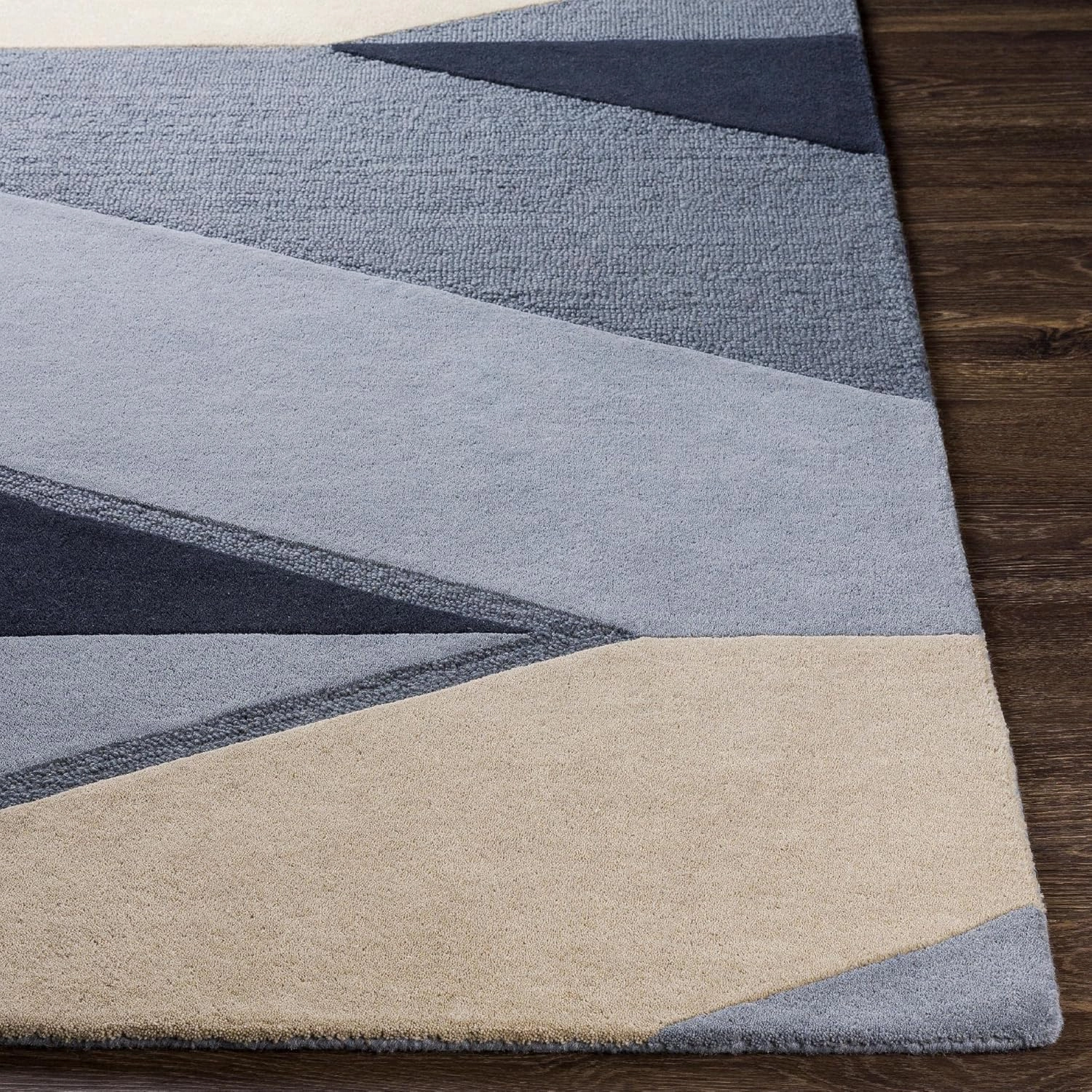 Mark&Day Wool Rugs, 2x8 Neerloon Modern Charcoal Runner Area Rug, Blue Beige Green Carpet for Hallway, Kitchen, Bedroom or Living Room (2'6" x 8' Runner)
