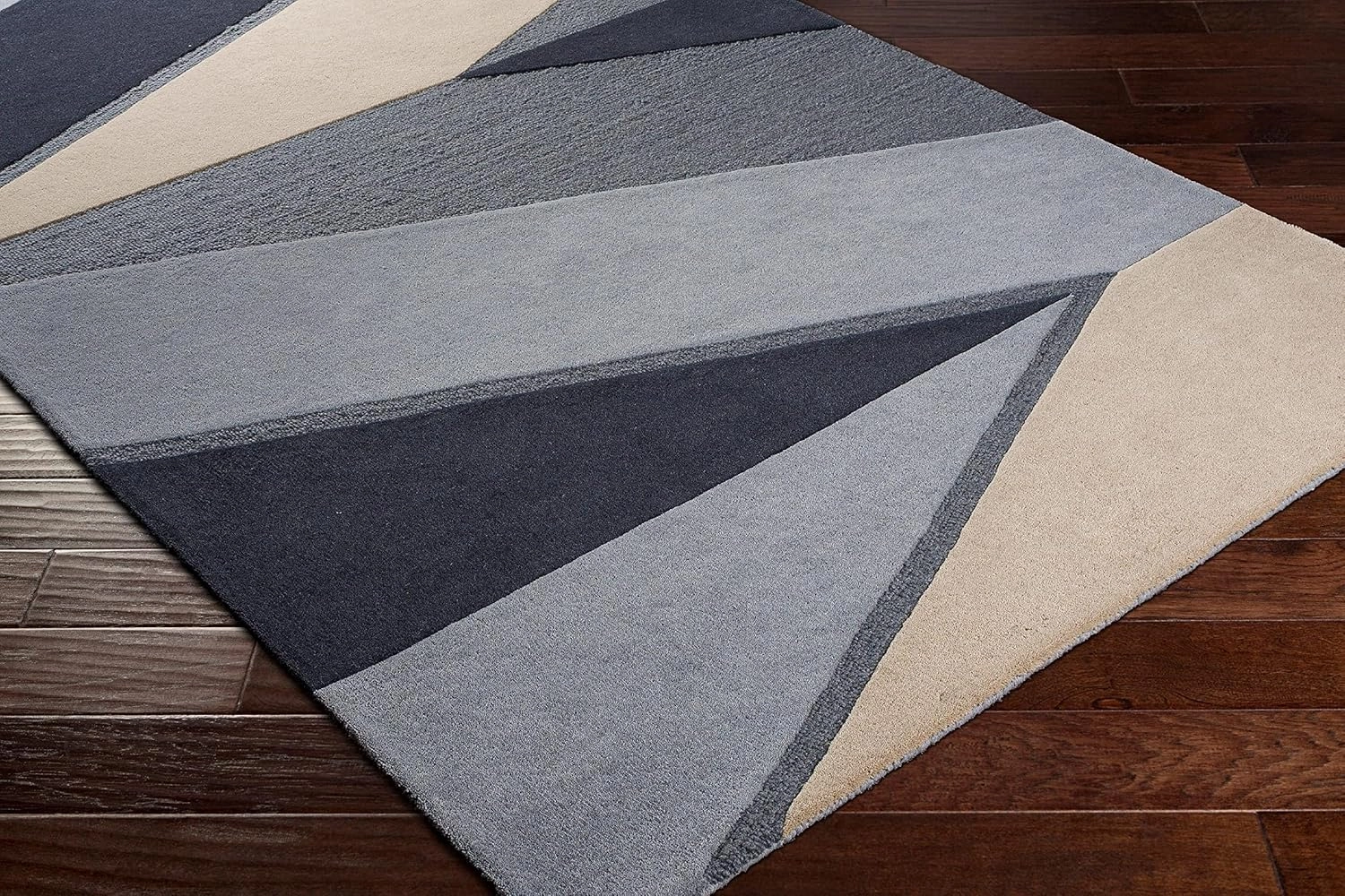 Mark&Day Wool Rugs, 2x8 Neerloon Modern Charcoal Runner Area Rug, Blue Beige Green Carpet for Hallway, Kitchen, Bedroom or Living Room (2'6" x 8' Runner)