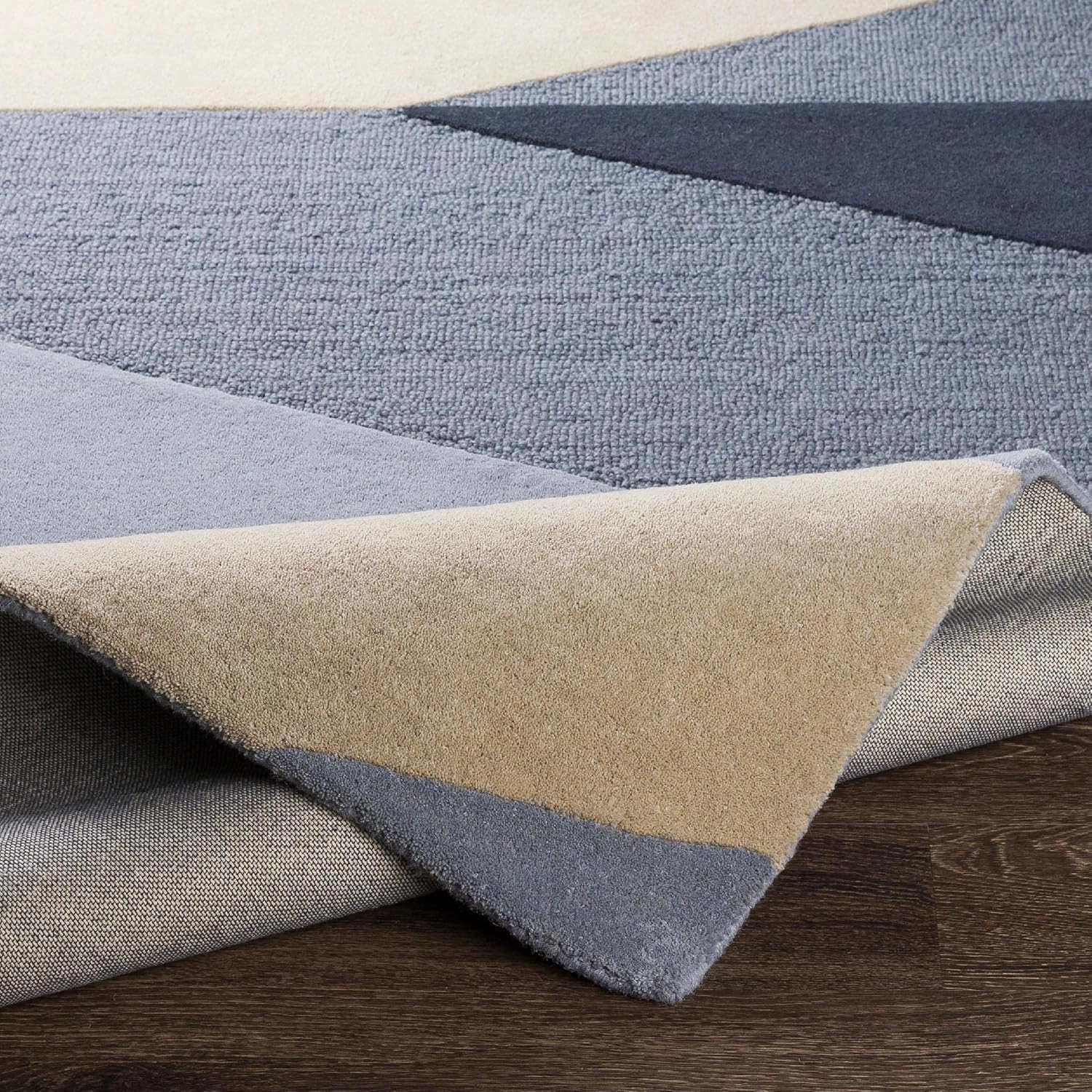 Mark&Day Wool Rugs, 2x8 Neerloon Modern Charcoal Runner Area Rug, Blue Beige Green Carpet for Hallway, Kitchen, Bedroom or Living Room (2'6" x 8' Runner)